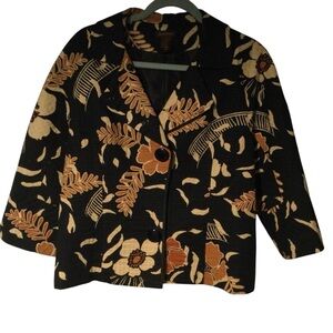 Multiples Black/Brown 3/4 Sleeve Fall Lined Jacket Comfort Casual Office Large